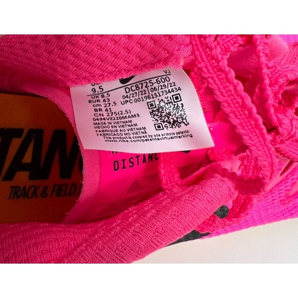 Nike Zoom Rival Distance Track and Field Spikes DC8725-600 Pink Men's Size 9.5 - Picture 9 of 9